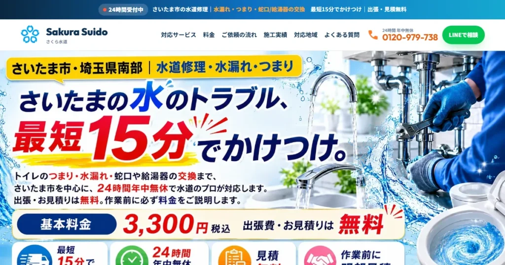 さくら水道様の制作ホームページ